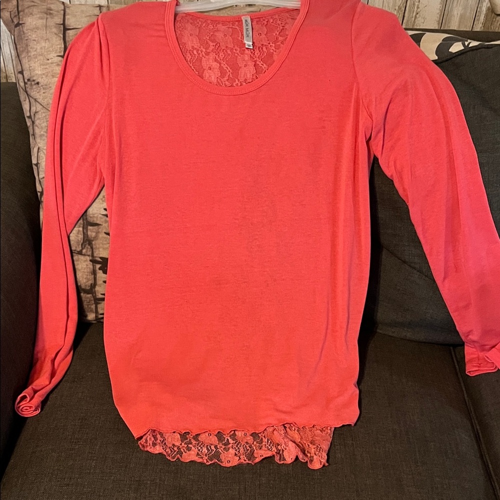 5/$25 Women's Coral Lace Hem Top